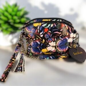Imoshion Multicolor Butterfly Print Vegan Leather Clutch Crossbody Bag New